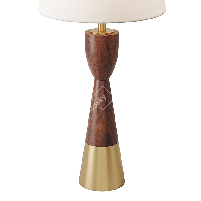  Brentwood Walnut and Brass Table Lamp 3D model image 2