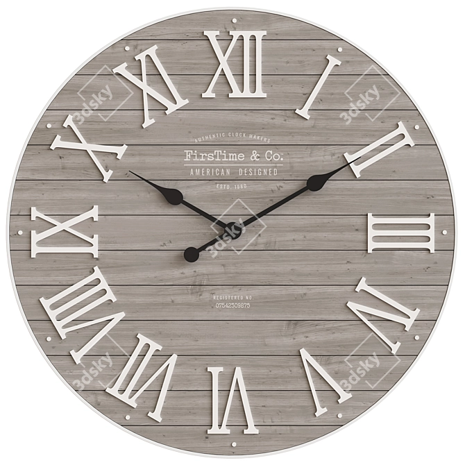 Grey Roman Numeral Wall Clock 3D model image 1