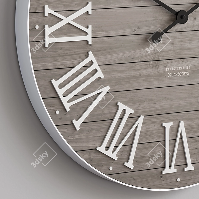 Grey Roman Numeral Wall Clock 3D model image 2