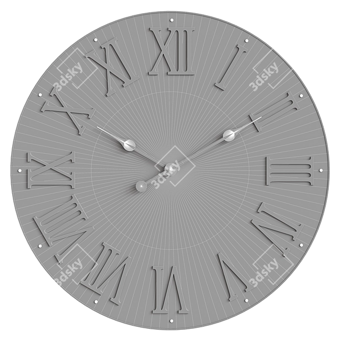 Grey Roman Numeral Wall Clock 3D model image 4