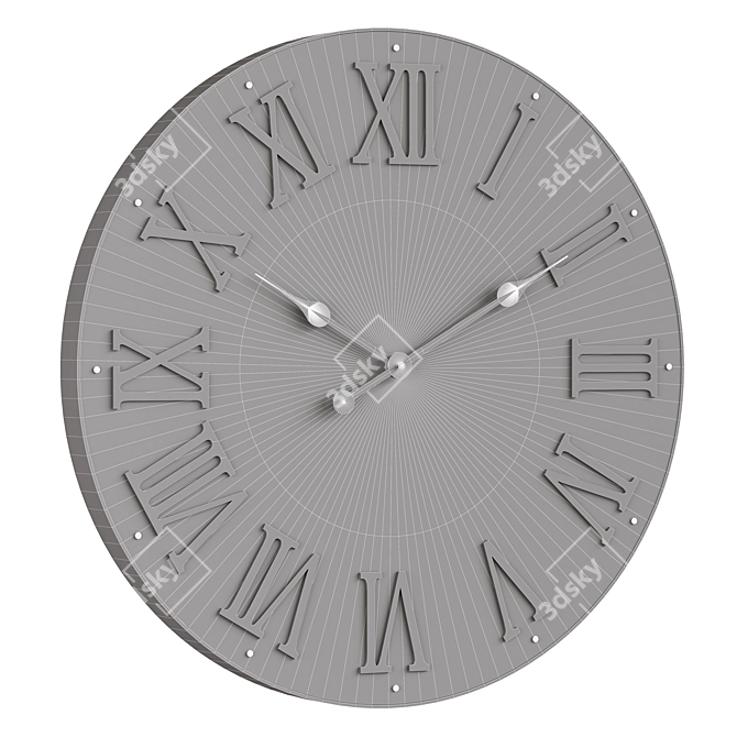 Grey Roman Numeral Wall Clock 3D model image 5