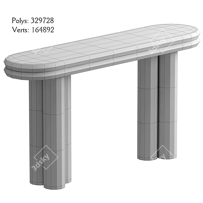 Wood & Metal Console Vray 3D model image 3