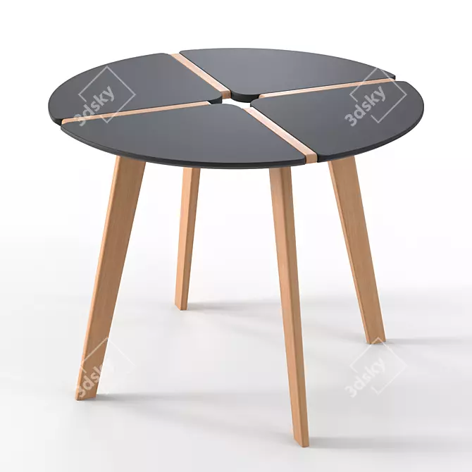 Round Dining Table with Black/White Finish 3D model image 1