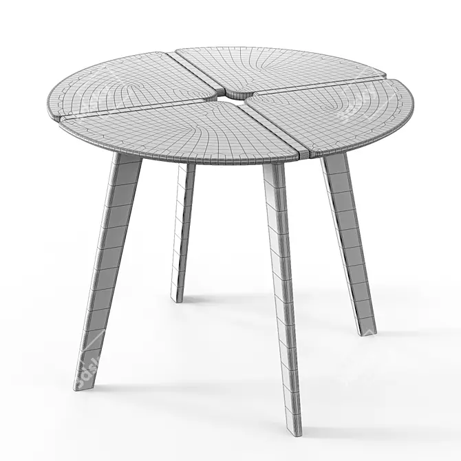 Round Dining Table with Black/White Finish 3D model image 4