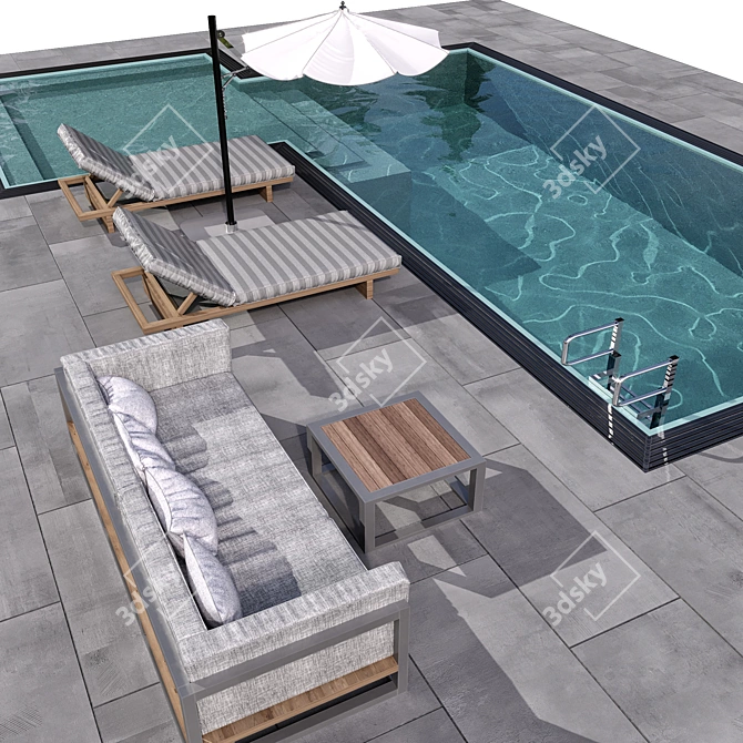 Caustic-Optimized Pool Scene: V-Ray and Corona Ready 3D model image 2