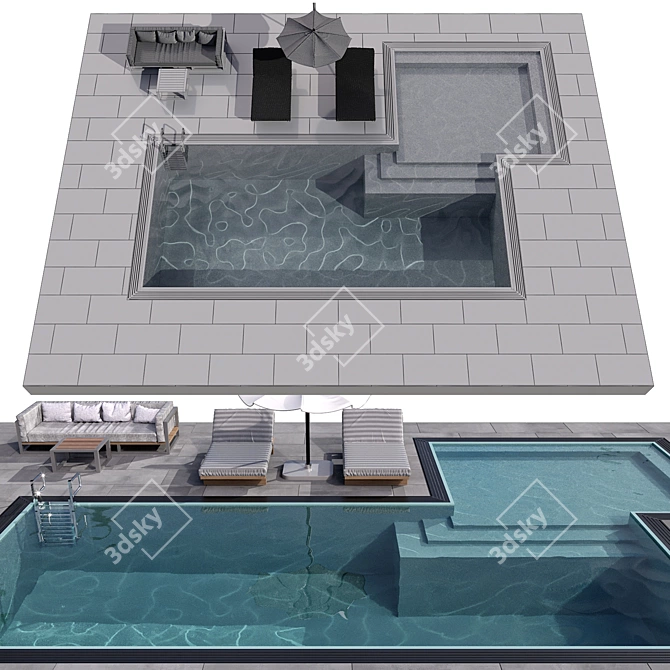 Caustic-Optimized Pool Scene: V-Ray and Corona Ready 3D model image 5