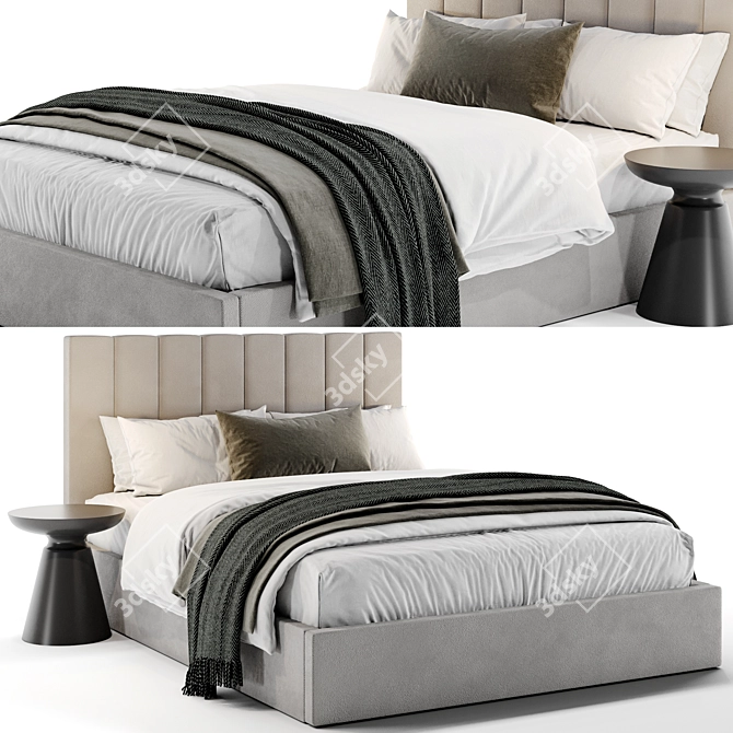 Sleek Emmet Bed & Table 3D model image 1