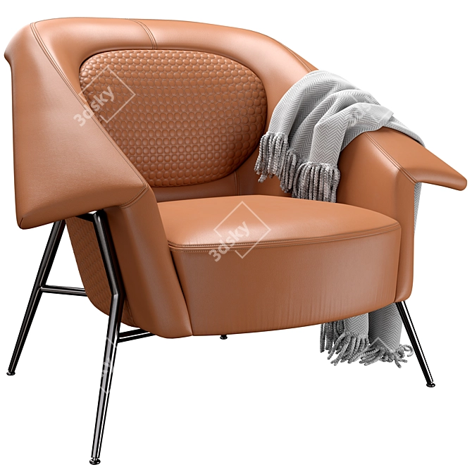 Luxury Chrome Armchair by Luigi Volpi 3D model image 1