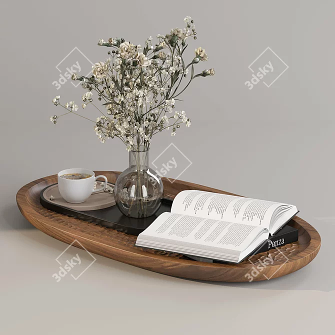 Elegant Coffee Table Decor Set 3D model image 2