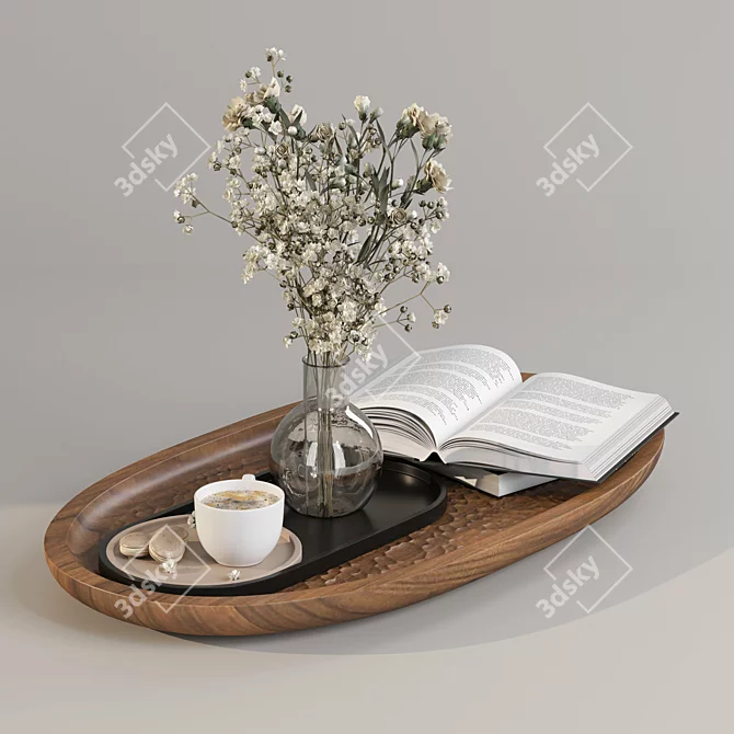 Elegant Coffee Table Decor Set 3D model image 3