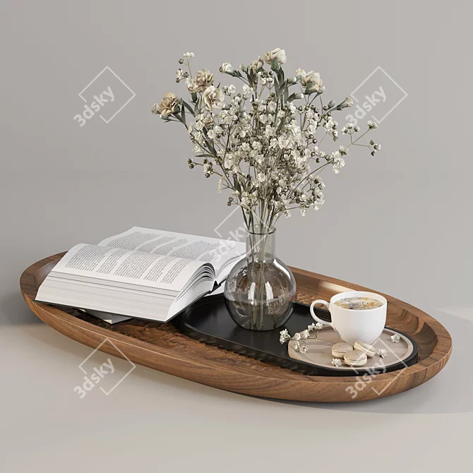 Elegant Coffee Table Decor Set 3D model image 4