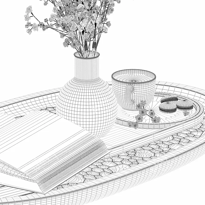 Elegant Coffee Table Decor Set 3D model image 6