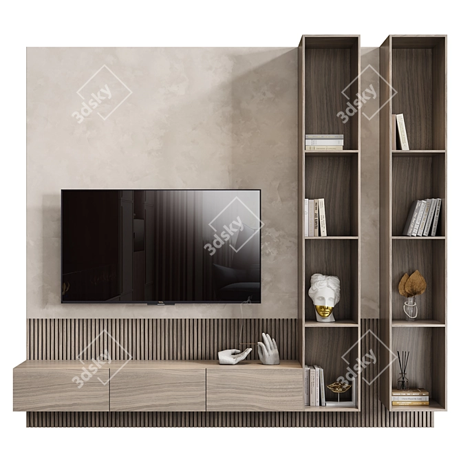 Contemporary TV Wall Unit 01 3D model image 1