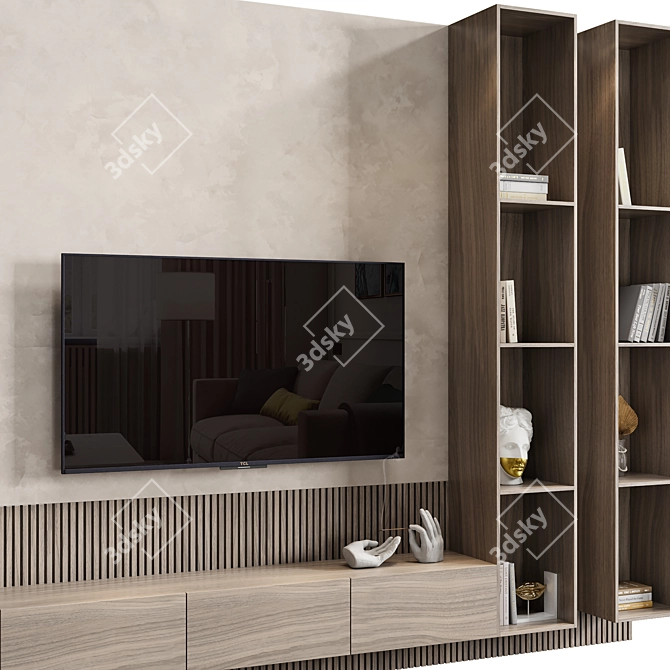 Contemporary TV Wall Unit 01 3D model image 2