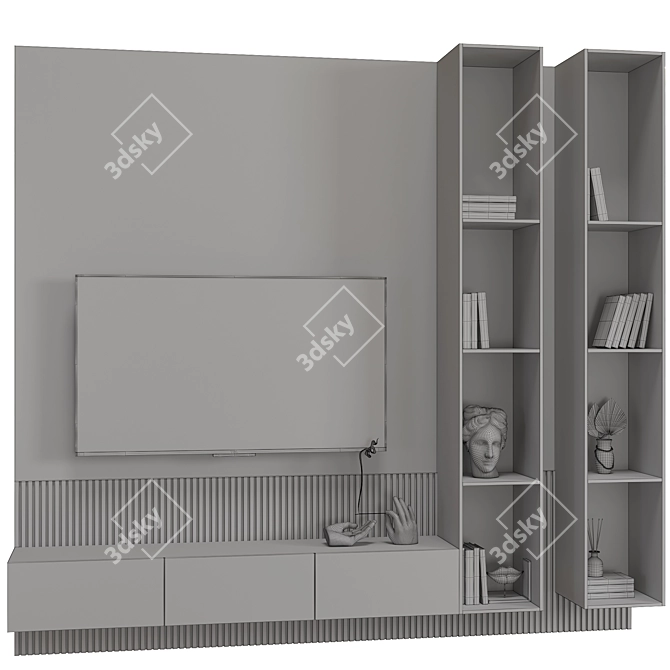 Contemporary TV Wall Unit 01 3D model image 3