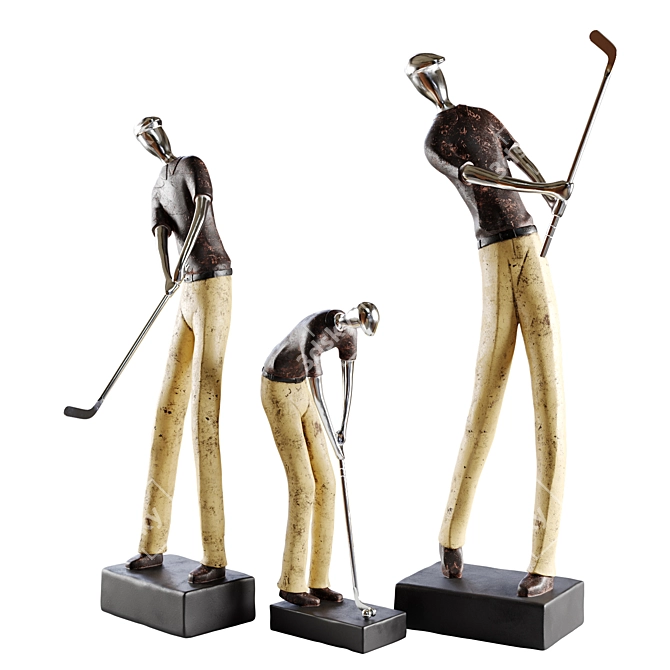  Elegant Golf Player Figurines. 3D model image 1