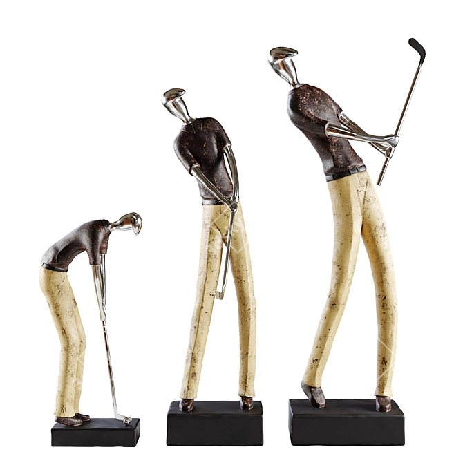  Elegant Golf Player Figurines. 3D model image 2