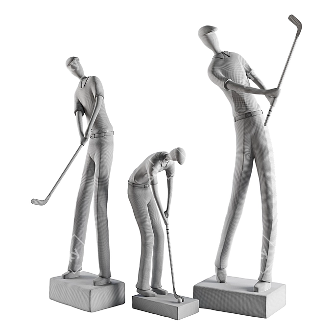  Elegant Golf Player Figurines. 3D model image 4