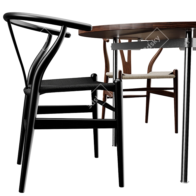 Scandinavian Dining Set by Wegner 3D model image 4