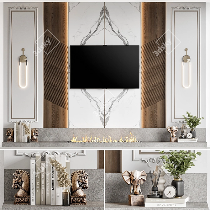 High-Quality TV Wall Model 3D model image 1