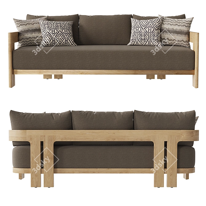 Restoration Hardware Teak Sofa 84 3D model image 2