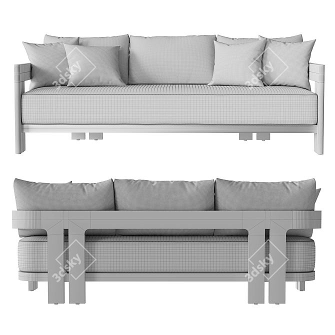 Restoration Hardware Teak Sofa 84 3D model image 8