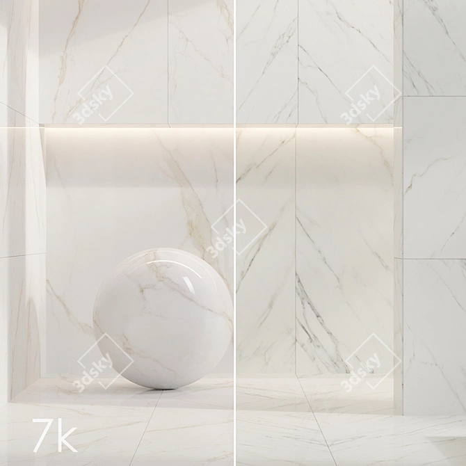 Marble Texture Set - Gold & White 3D model image 2