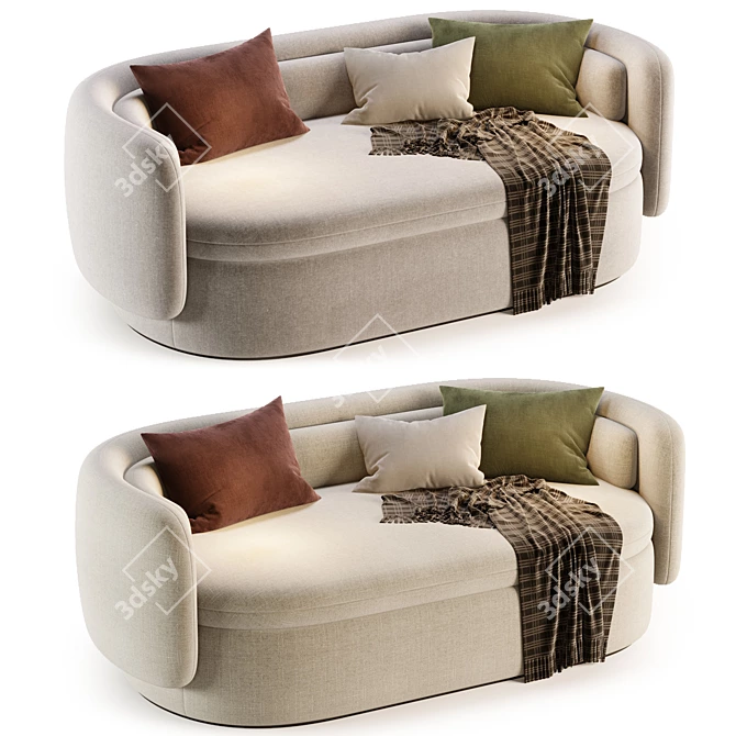 Modern Group Three-Seat Sofa 3D model image 1