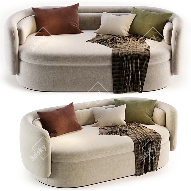 Modern Group Three-Seat Sofa 3D model image 3