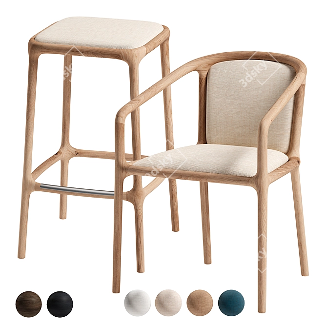 KARIMOKU CASE STUDY Chair Collection 3D model image 1