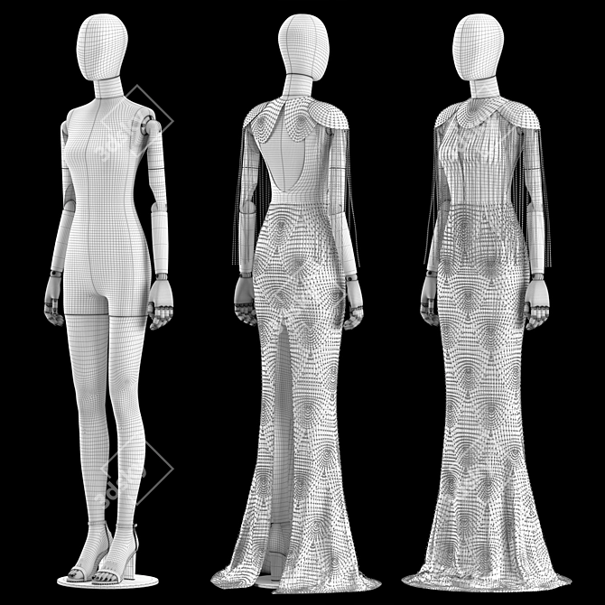 Elegant Mannequin Dress Display Stand 3D model image 5