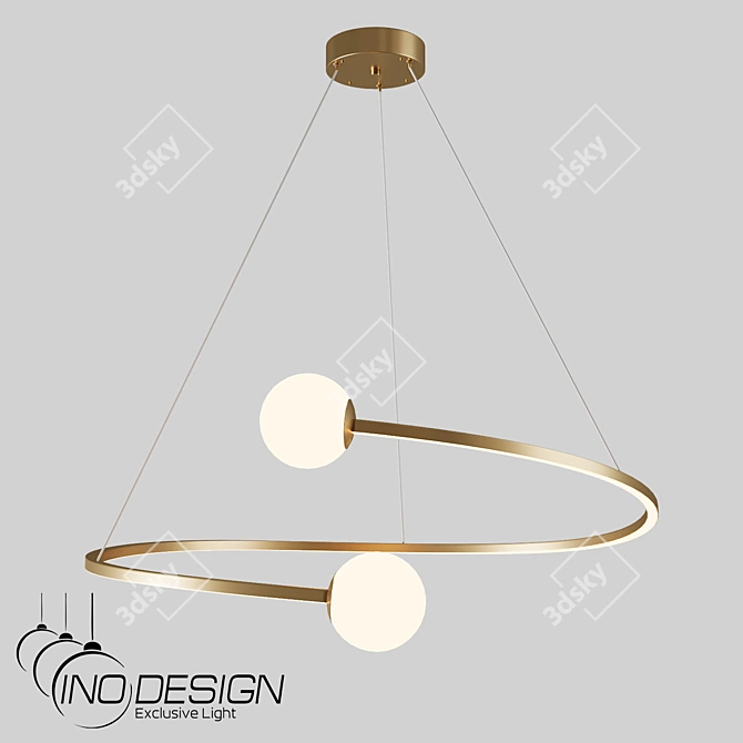 Modern Brass Acrylic Glass Chandelier 3D model image 1