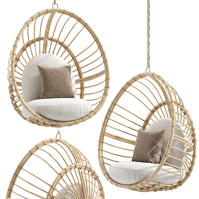 Rattan Hanging Lounge Chair 3D model image 4