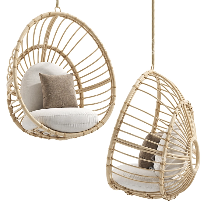 Rattan Hanging Lounge Chair 3D model image 6