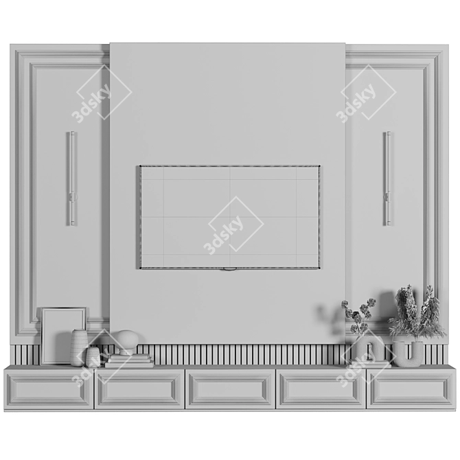 Modular TV Wall Unit 055 3D model image 4