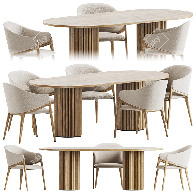 Elegant Dining Set with Angelcerda Chair 3D model image 1