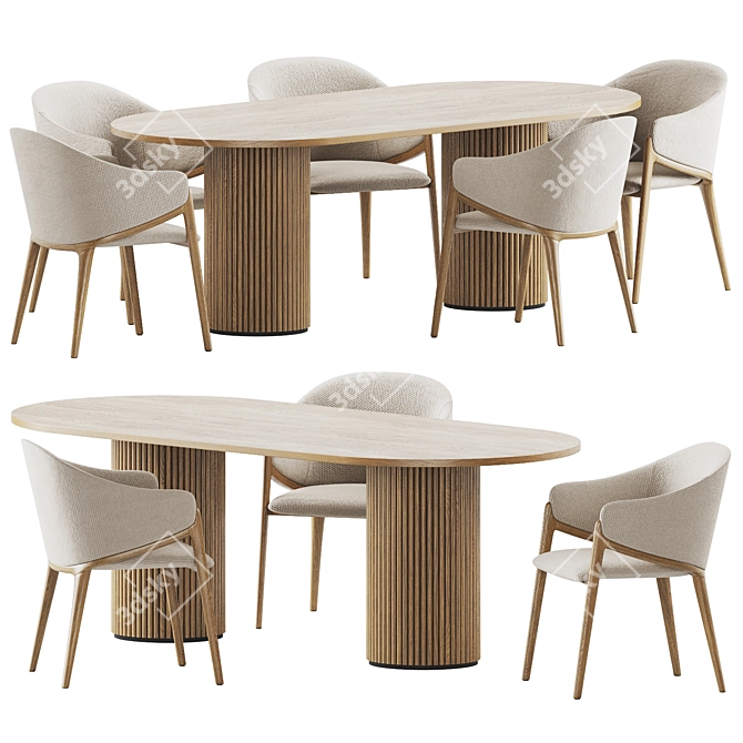 Elegant Dining Set with Angelcerda Chair 3D model image 2