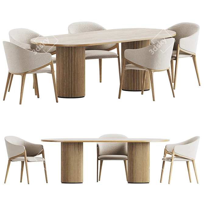 Elegant Dining Set with Angelcerda Chair 3D model image 3