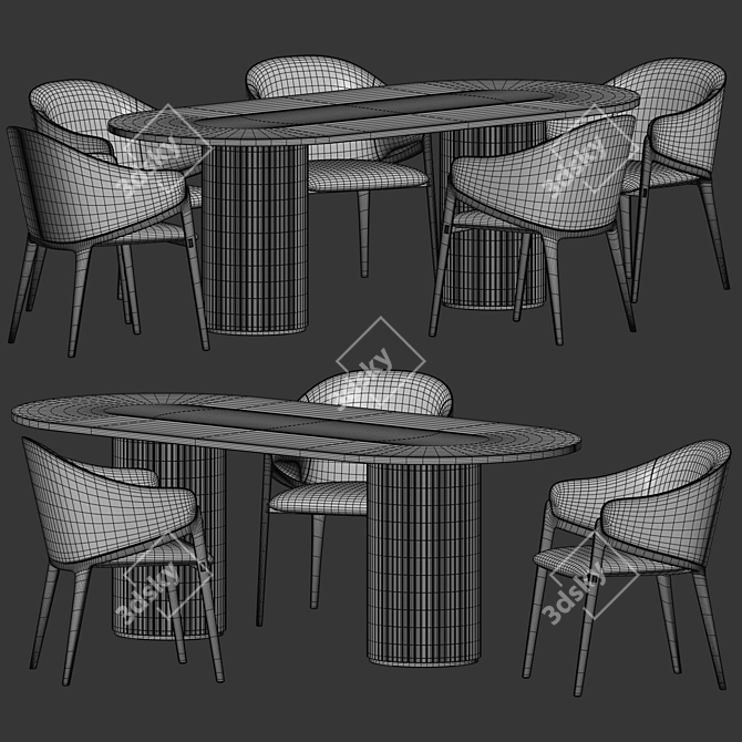 Elegant Dining Set with Angelcerda Chair 3D model image 4