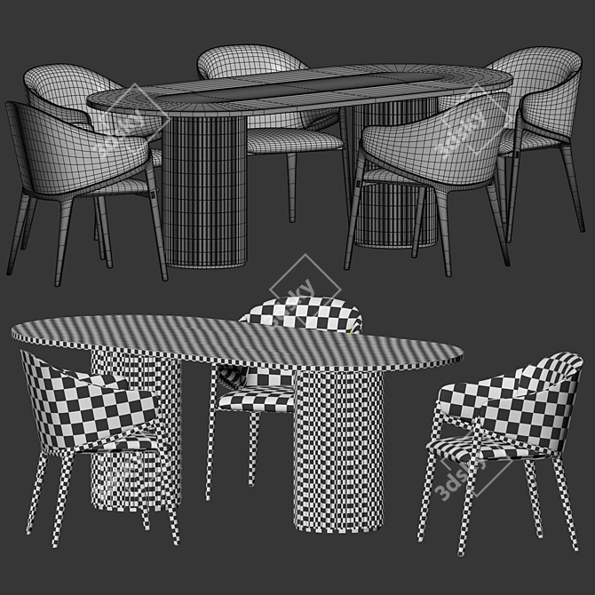 Elegant Dining Set with Angelcerda Chair 3D model image 5