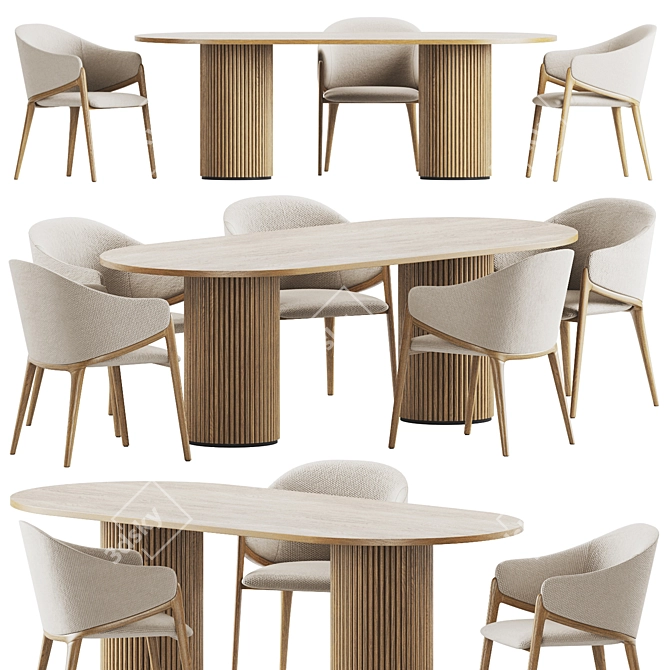 Elegant Dining Set with Angelcerda Chair 3D model image 6