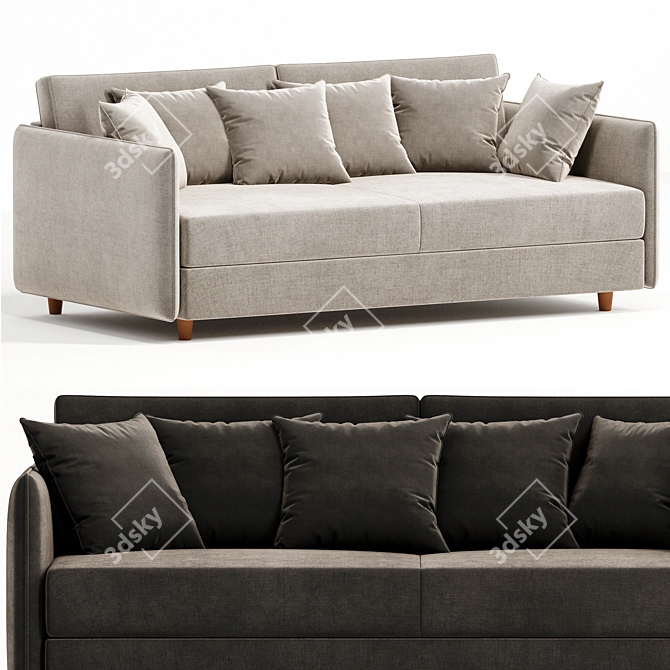 Elegant Gray-Blue Sleeper Sofa 3D model image 2