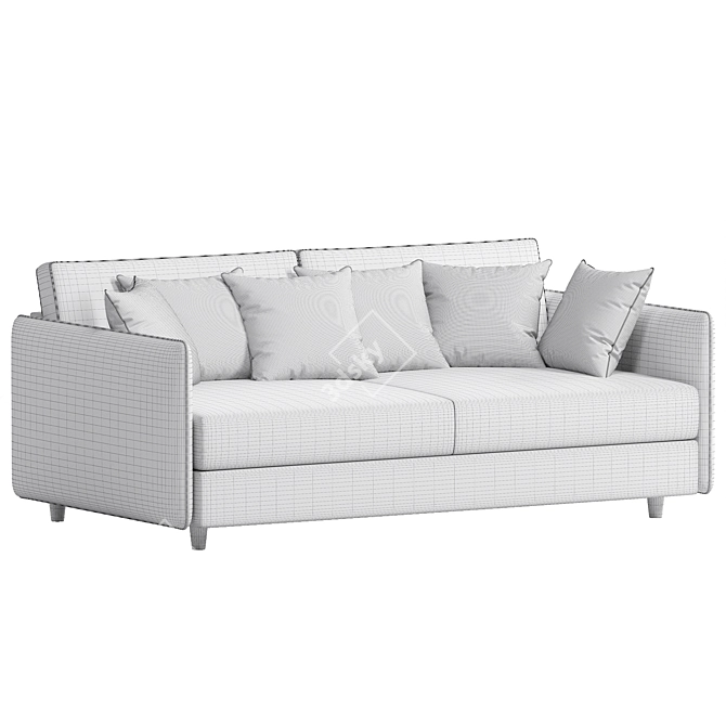 Elegant Gray-Blue Sleeper Sofa 3D model image 3