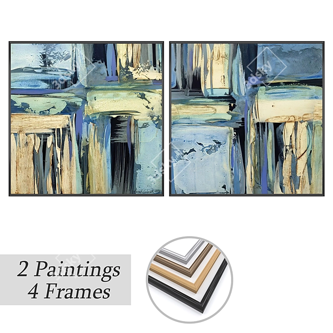 Wall Art Set with Frame Options 3D model image 1