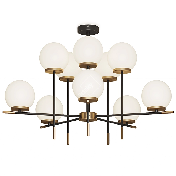 Modern Ceiling Chandelier Black Brass 3D model image 2