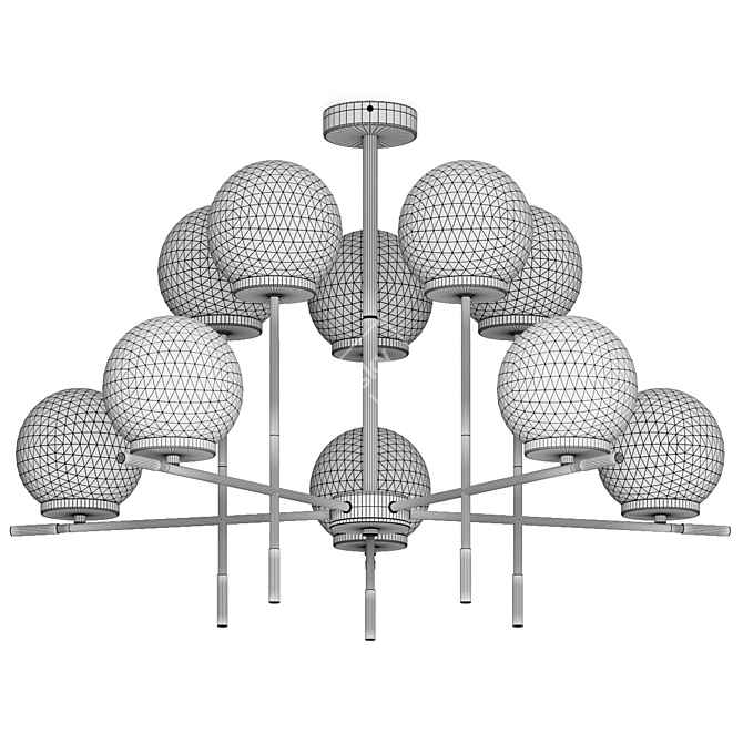 Modern Ceiling Chandelier Black Brass 3D model image 3