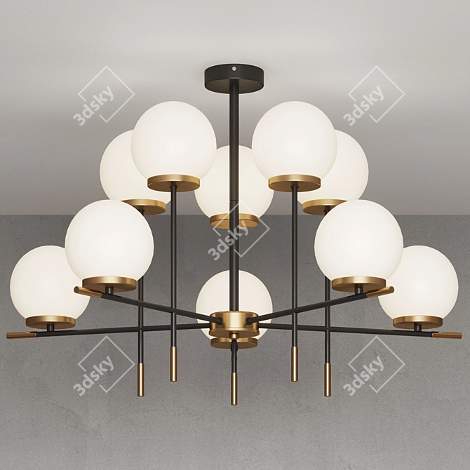 Modern Ceiling Chandelier Black Brass 3D model image 4