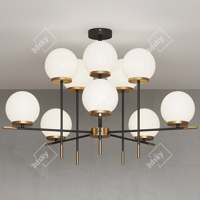 Modern Ceiling Chandelier Black Brass 3D model image 5