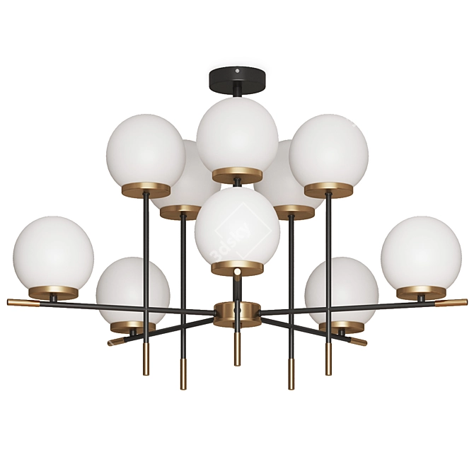 Modern Ceiling Chandelier Black Brass 3D model image 7