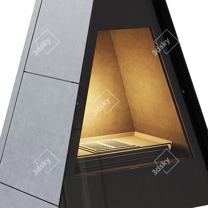 Traforart BREDA Metal Glass Fireplace 3D model image 3